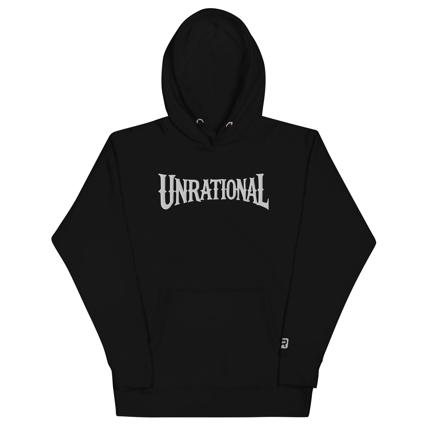 Embroidered Logo Fleece Hoodie, Black
