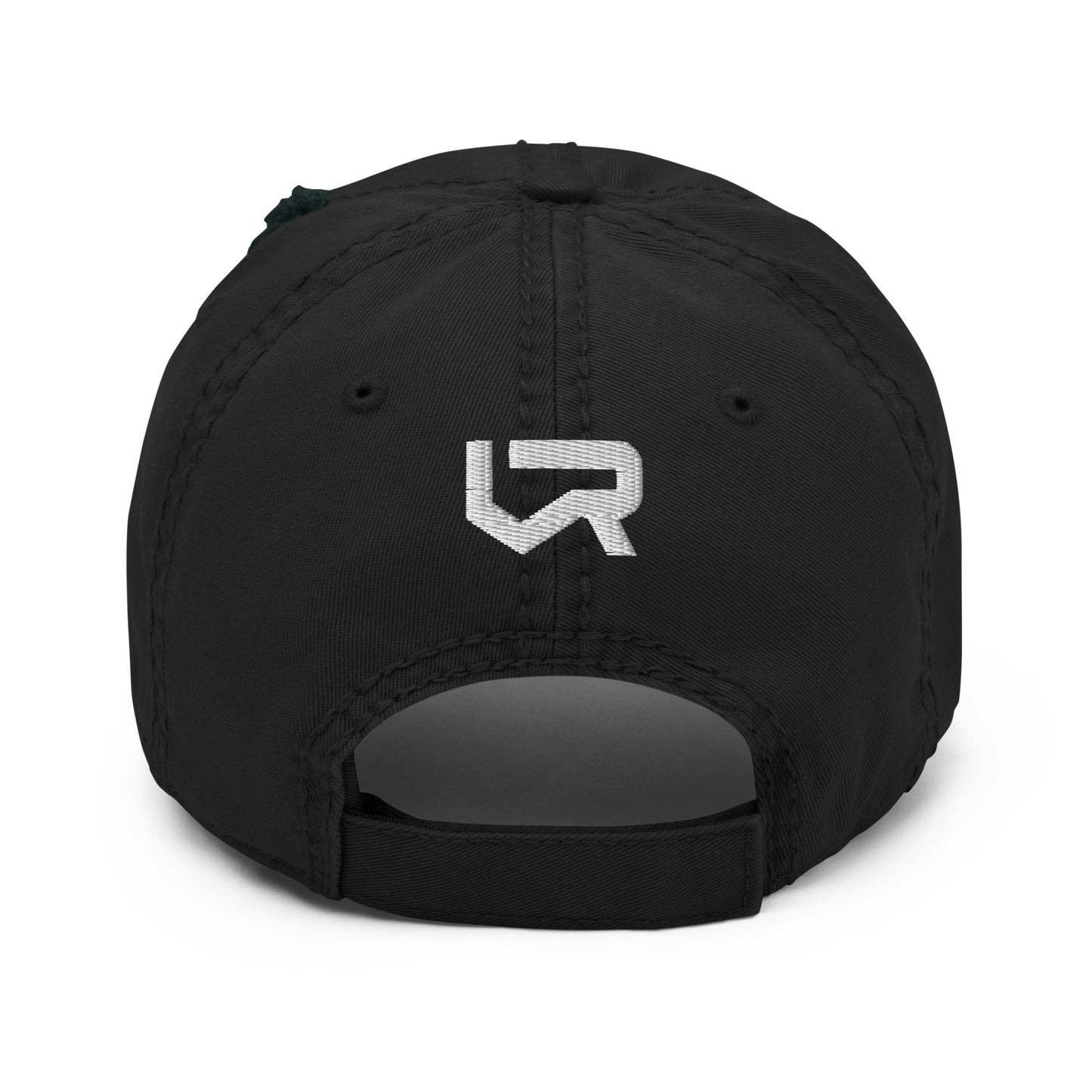 Large Logo Distressed Dad Hat, Black