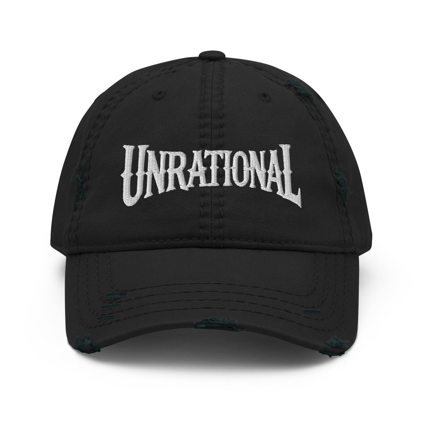 Large Logo Distressed Dad Hat, Black