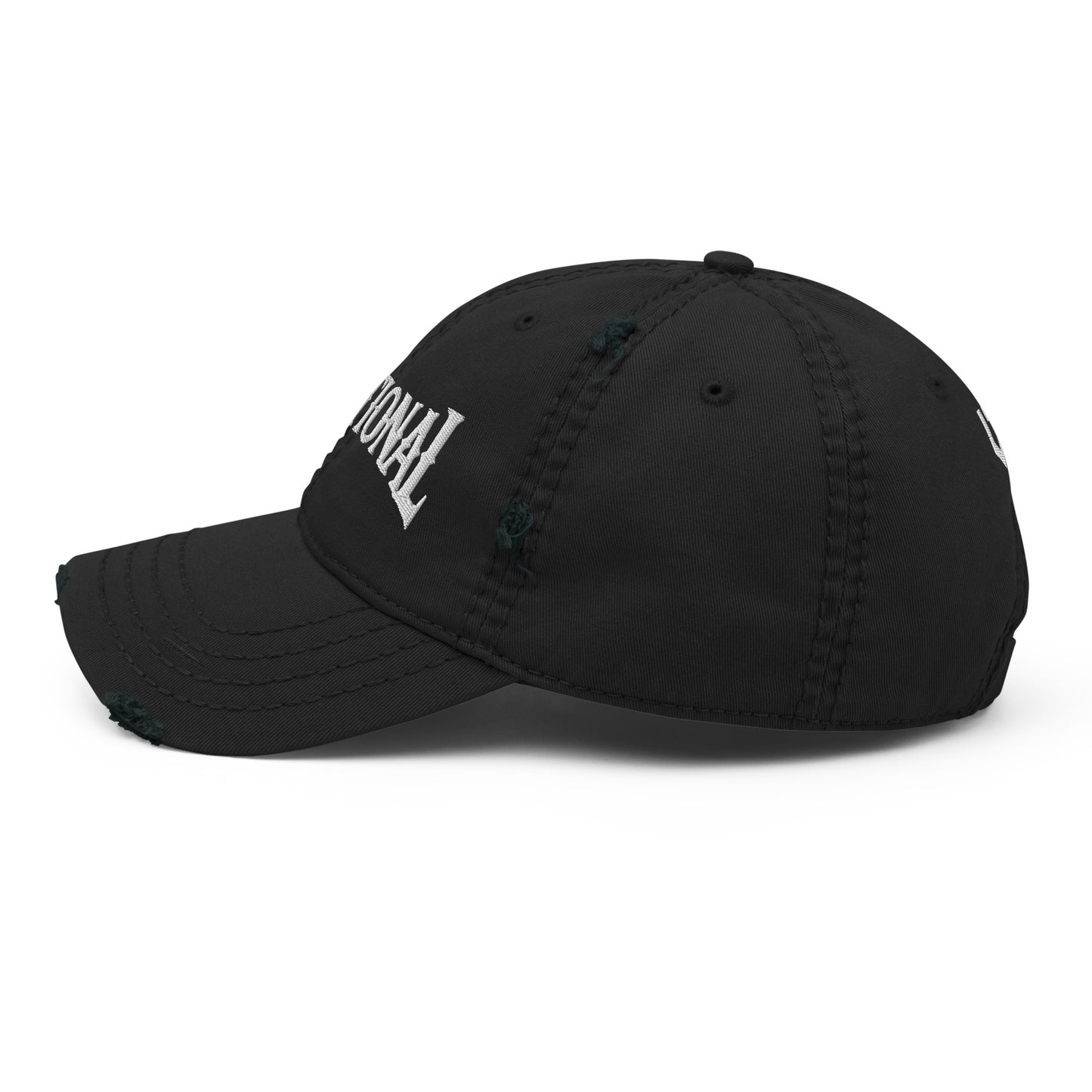 Large Logo Distressed Dad Hat, Black