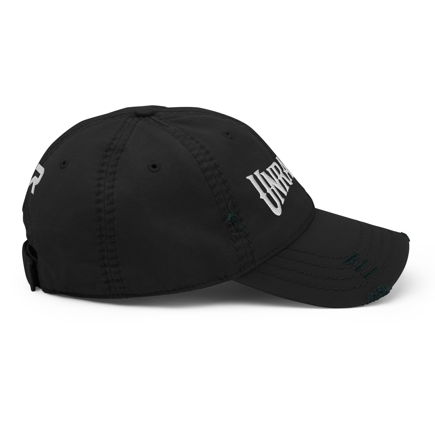 Large Logo Distressed Dad Hat, Black