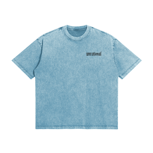 Oversized Shop Tee 285GSM T-shirt, Acid Washed Light Blue