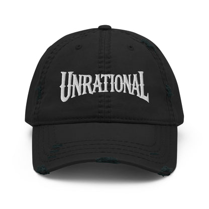 Large Logo Distressed Dad Hat, Black