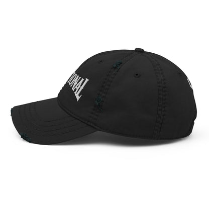 Large Logo Distressed Dad Hat, Black